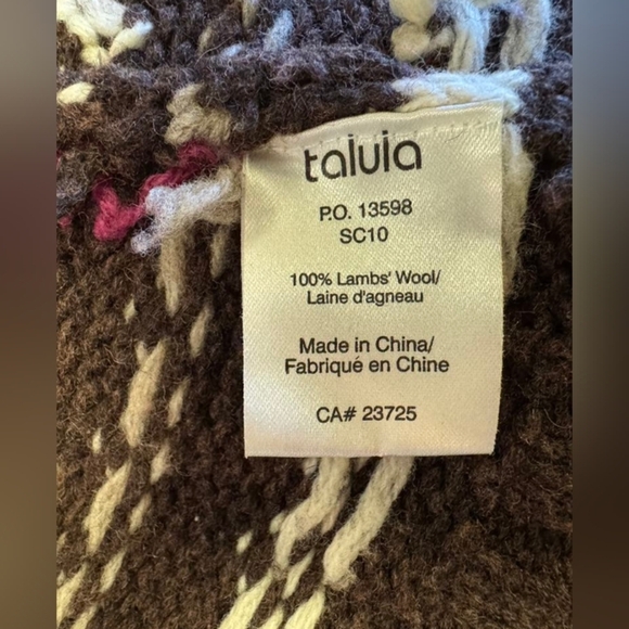 Talula Sweater Zip Up 100% Lambswool Swans Brown/Pink/White Size XSmall EUC - Picture 9 of 10